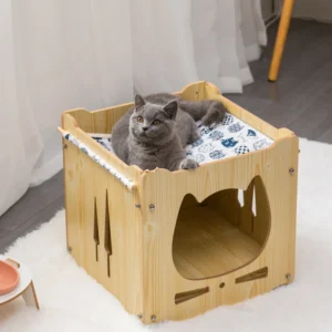 High Quality Durable Wood Dog Furniture Luxury Pet Wooden Bed Indoor Cat House