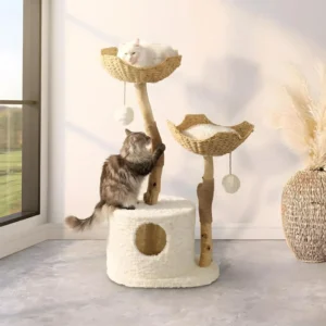 High Quality Eco Friendly Cat Trees Scratcher Solid Wood Modern Flower Large Climbing Tower Mouse House Cats
