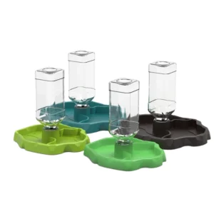 High Quality Green Blue Brown Noctilucent Plastic Reptile Food Water Feeding Dish Fountain Water Dispenser