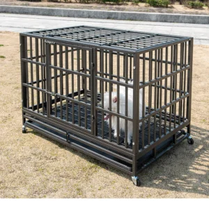 High Quality Large Carbon Steel Metal Dog Cage With Plastic Tray Heavy Duty and Strong Kennel Indoor Outdoor Use
