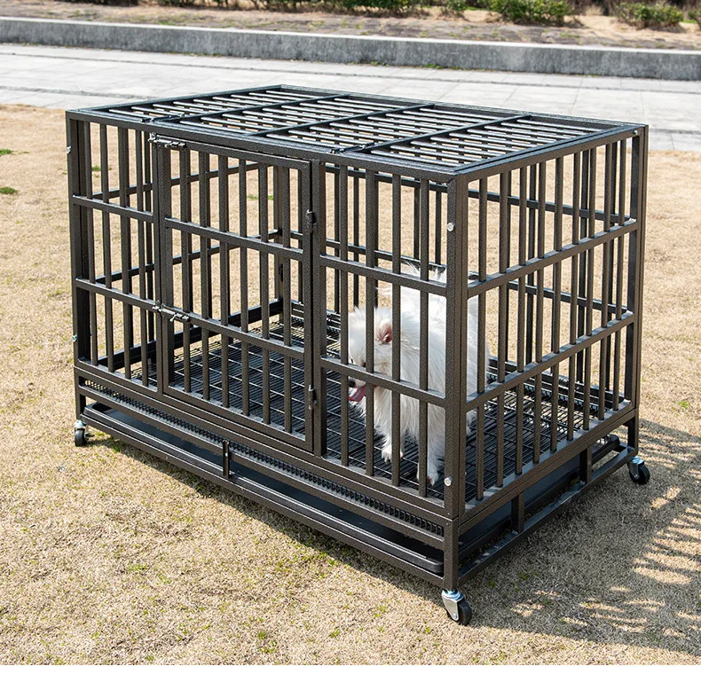 High Quality Large Carbon Steel Metal Dog Cage With Plastic Tray Heavy Duty and Strong Kennel Indoor Outdoor Use