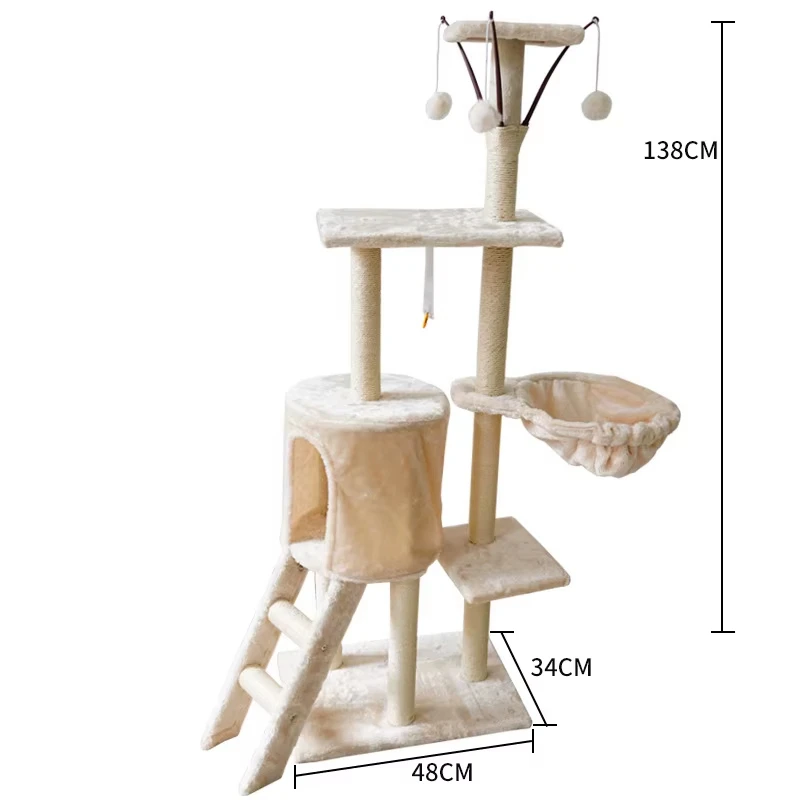High Quality Large Cat Tree House Tower Modern Style Plush Climbing Frame Wood Scratcher Components Manufacturer Supply