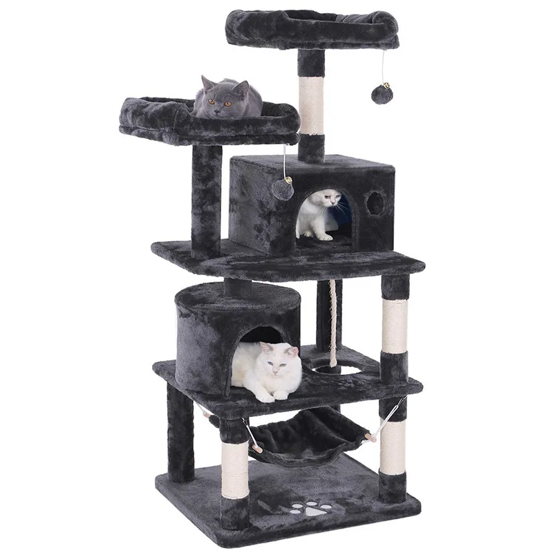 High Quality Large Cat Tree Scratcher Velvet Pet House with Bed and Toys Wood Plush Paper for Cat Climbing
