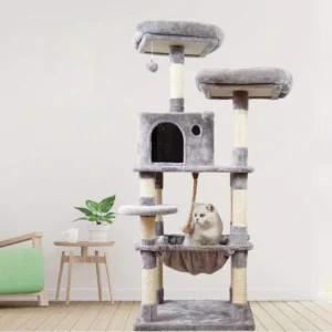 High Quality Luxury Cat Tower Tall Pet Scratcher Furniture Modern Wood Cat House With Climbing Frame Packaged in Carton