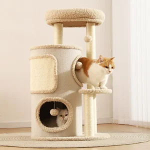High Quality Multilayer Cat Climbing Tree Modern Cat Tree Scratcher for Large Cats Space Saving Scratching Barrel OEM