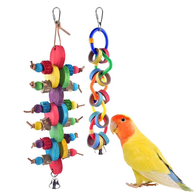 High Quality Parrot Toys Set Colorful Bird Toys Decoration Bird Cages Accessories