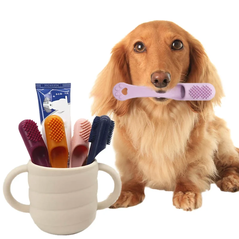 High Quality Pet Safe Silicone Grooming Tool for Dogs and Cats Soft Pet Finger Toothbrush Chew Toy for Bathroom Use