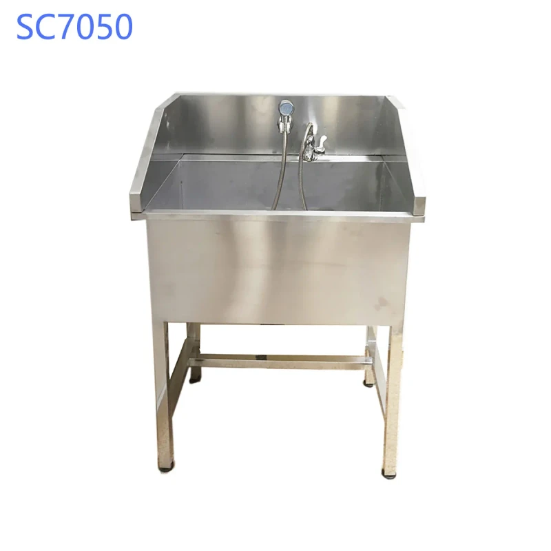 High Quality Practical Sink 304 Stainless Steel Mop Sink with Faucet & Sidesplashes for Pet Cleaning & Bath