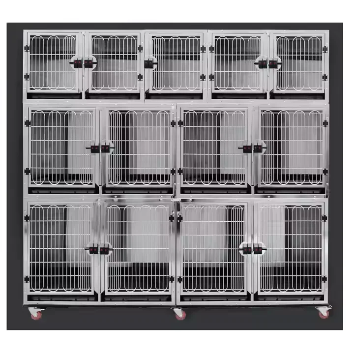 High Quality Professional Stainless Steel Module Pet Cage Cat Dog Cage Dog Crate Pet House with Universal Wheel