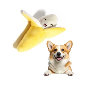 High Quality Squeaky Banana Dog Toy Plush Puppy Chew Ring Sustainable and Bite Resistant Training Toy