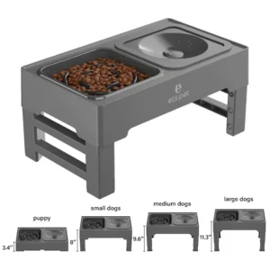 High Quality Stainless Steel Pet Bowls and Feeders 2 In 1 Elevated Slow Feeder Dog Bowls With No Spil Floating Water Bowl