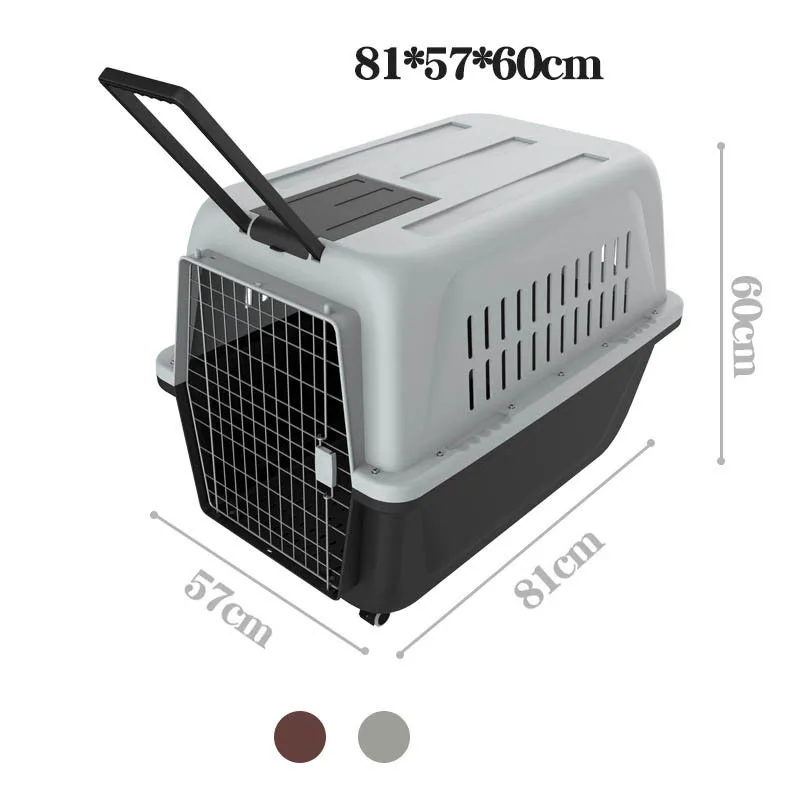 High Quality Travel Cat Dog Pet Flight case Folding Portable Pet Travel Carrier Cat Plastic Cage with Wheels