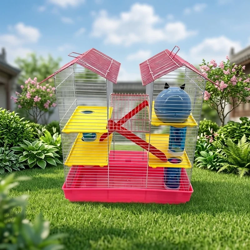 High Quality Wire Mesh Hamster Cage Multi Functional Small Animal House with Accessories