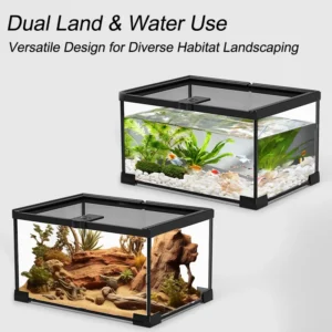 High Transparency Reptile Terrarium 360° Viewable Glass Tank Ecological Rainforest Habitat Kit for Small Pet Amphibians