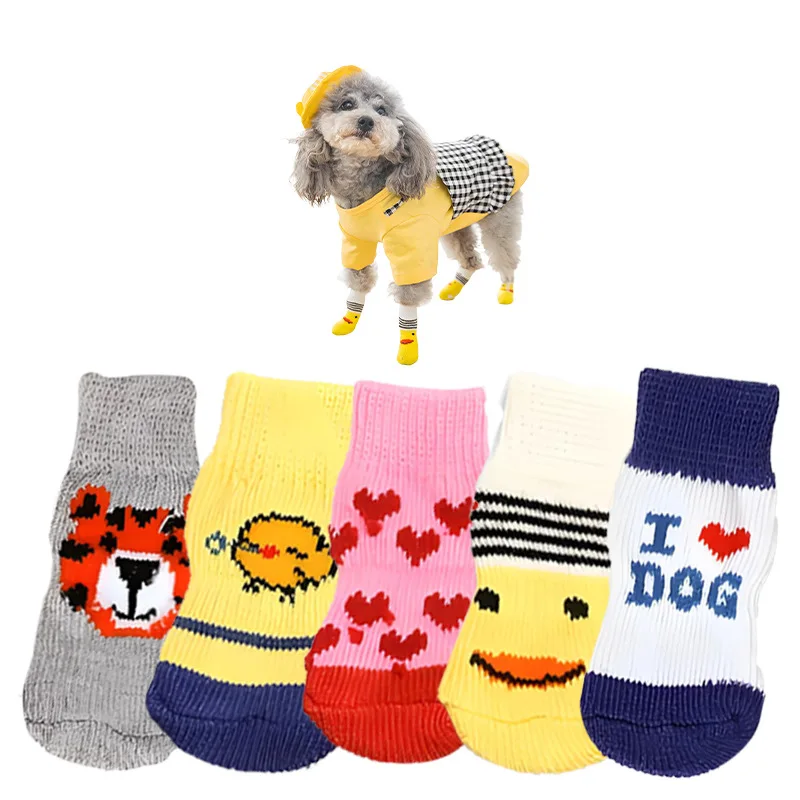 High-quality Anti-slip Bottom Surface Pet Products. Small Dog and cat Plush Foot protection Wool Socks. Pet Clothing