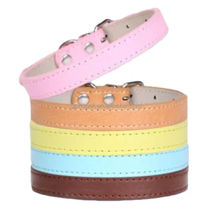 High quality PU Classic Dog Collar 16 Colors Available Small Size Detachable Animal Print Pet Accessory