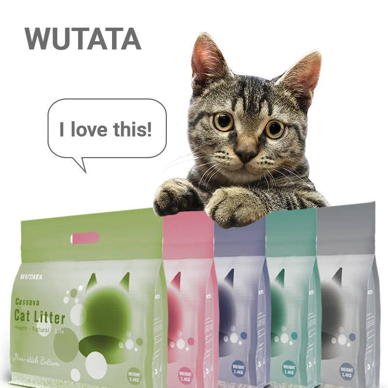 Highly Absorbent Cat Litter Natural Materials Cassava Dust Free Fast Clumping Scented Biodegradable