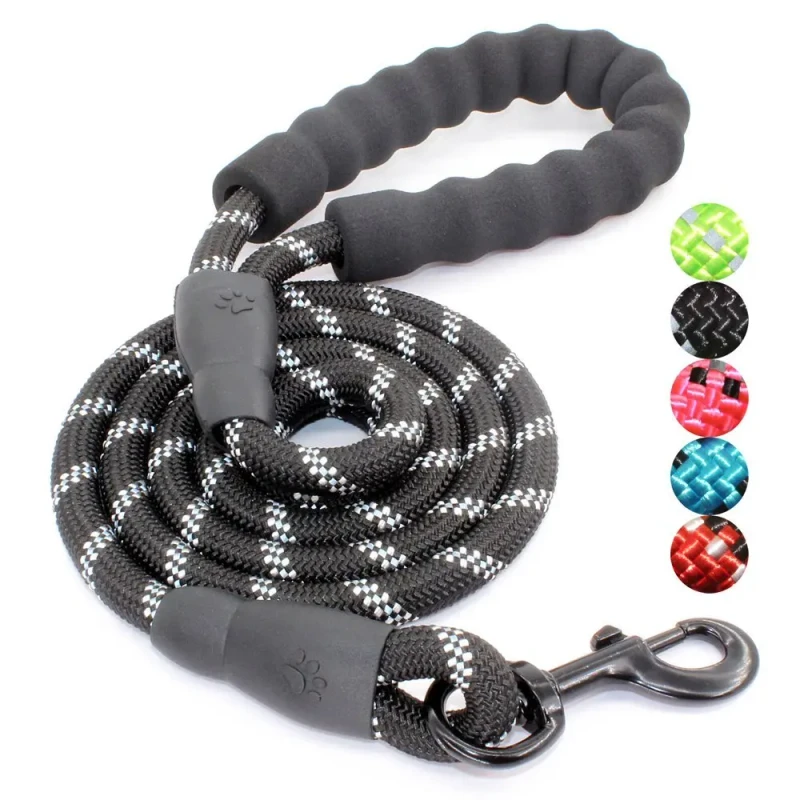 Highly Reflective Threads Strong Durable Polyester Dog Leash with Comfortable Padded Handle for Medium Large Dogs