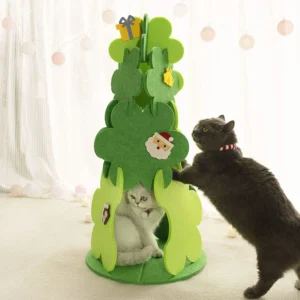 Home Cat Scratcher Cat Toy Felt Cat Tree Tower Scratch Resistant Protects Sofa Cute Creative Christmas Tree Decoration