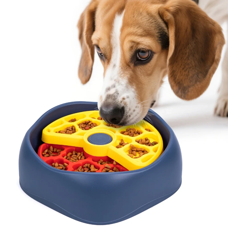Hot Selling Anti Choking Anti Overturning Pet Feeders Three Layer Rotating Slow Food Bowls for Cats Dogs Made of Durable Plastic