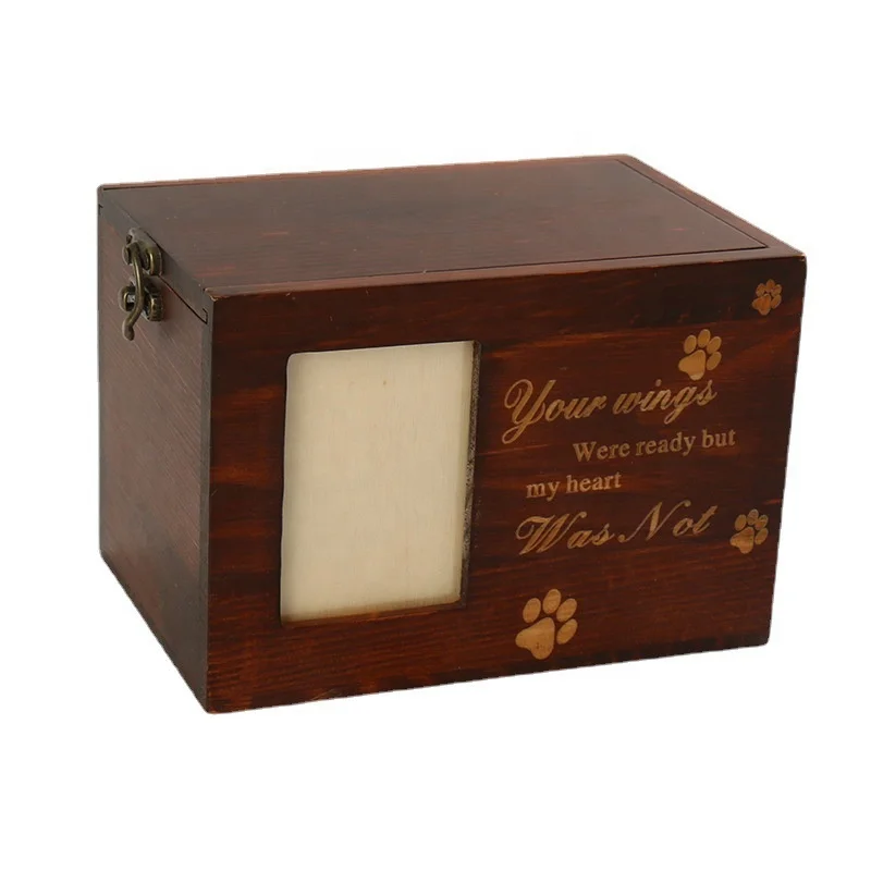Hot Selling Solid Pine Wood Shou Box Sacrifice Urn Coffin Memorial for Cats Dogs Premium Pet Caskets Urns Funeral Supplies for