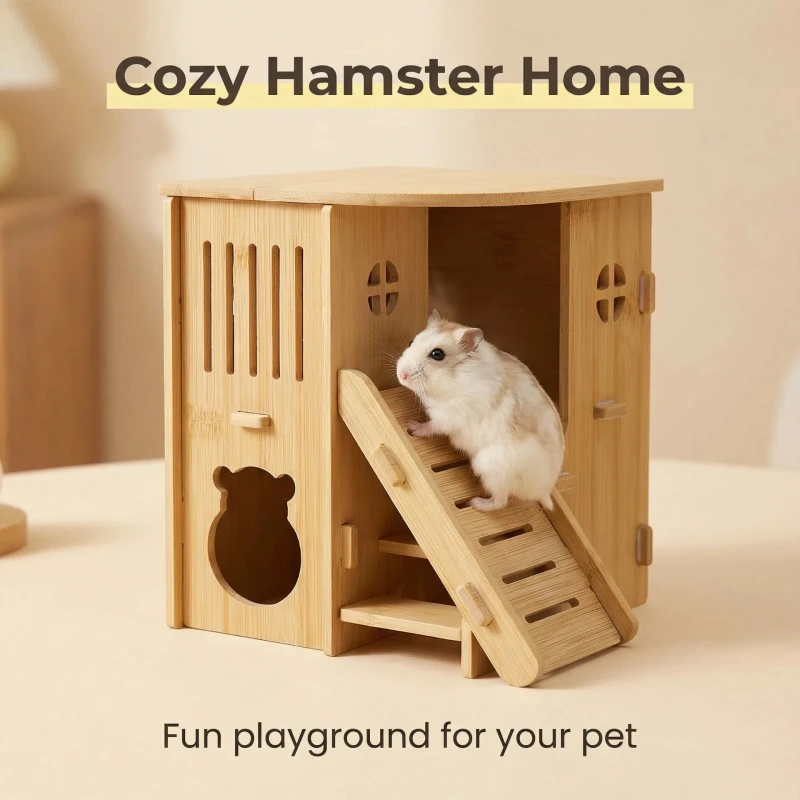 House Hamster Outdoor Indoor Small Villa Pet Supplies Pet Ladder Bamboo House Golden Bear Hamster House
