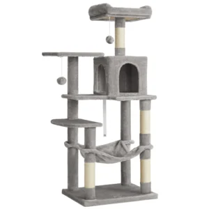 House Large Multi Function Adjustable Cat Tree Small Grey Condo Cat Pets House