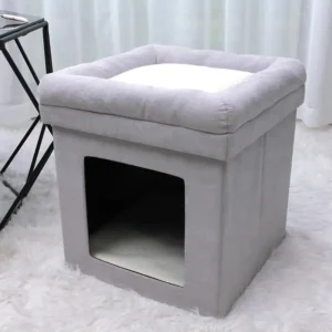 House Linen Fabric Ottoman Foldable Dog House Pet Ottoman House Seat Footstool