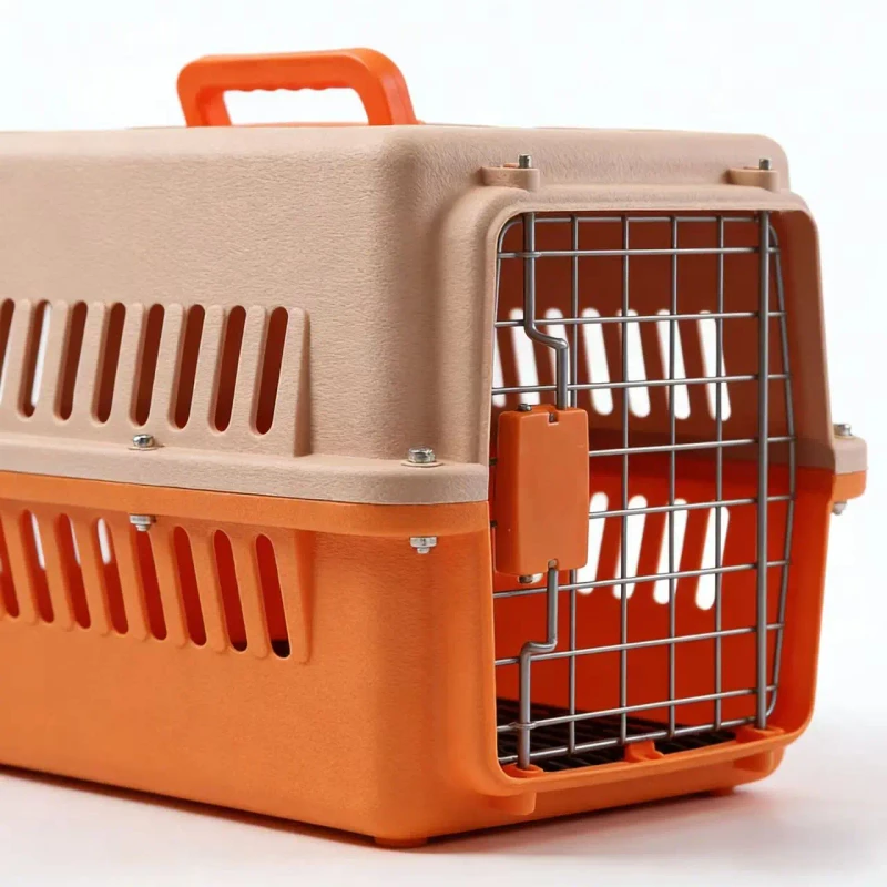 IATA Approved PP Pet Airline Carrier Foldable Portable Solid Color Travel Crate Medium Large Cats Dogs Heavy Duty Ventilated