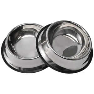 IKITCHEN Pets Feeder Bowl and Water Bowl for Dog Puppy Cat and Kitten Stainless Steel Dog Bowl with Anti Skid Rubber Base