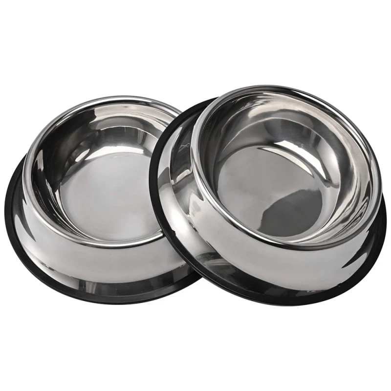 IKITCHEN Pets Feeder Bowl and Water Bowl for Dog Puppy Cat and Kitten Stainless Steel Dog Bowl with Anti Skid Rubber Base