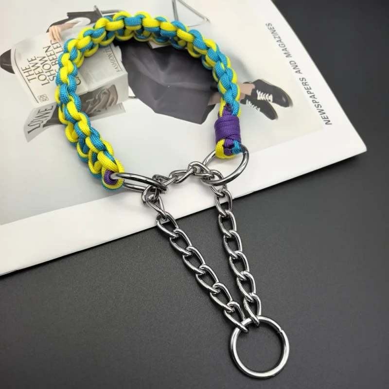 INS Style Color Block Dog Collar for Small and Medium Breeds 25-35cm Pet Collar for Golden Retrievers and Labradors