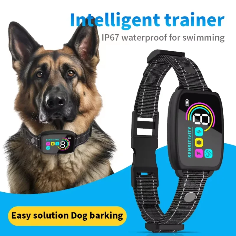 IP67 Waterproof Anti Barking Dog Collar Intelligent Automatic Bark Trainer Color Display Adjustable Sensitivity Anti Bark Collar