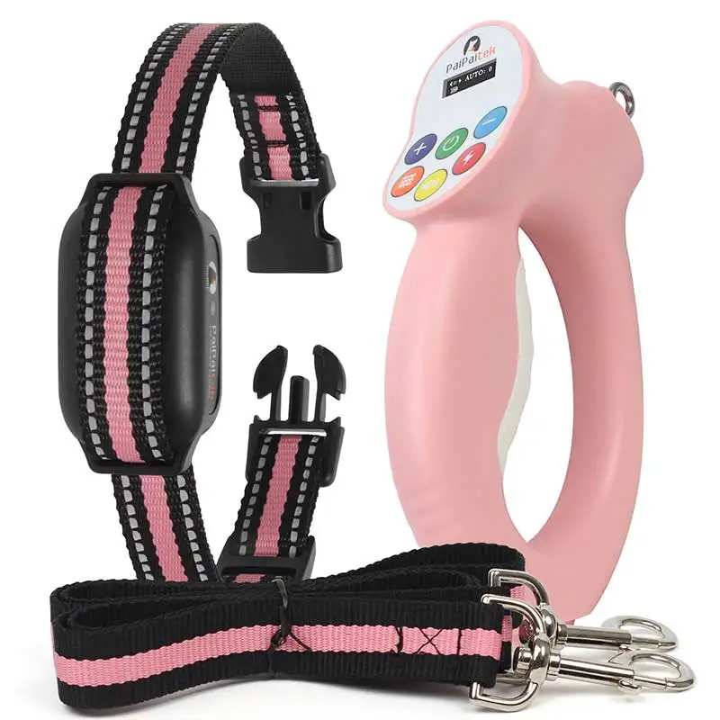 IPX7 Waterproof Rechargeable Electric Dog Shockers Dog Shock Collar Bark and Remote Control with Smart Training Leash