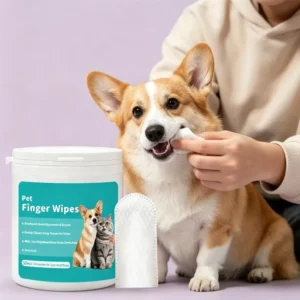 In Stock Disposable Soft Pet Teeth Cleaning Finger Wipes for Dogs Cats 50Pcs Non Woven Fabric Safe Oral Care Wet Wipes