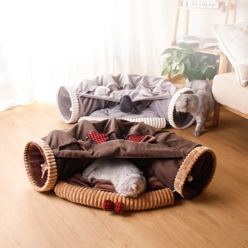 In Stock Luxury Pet Cat Bed Christmas Style Brown Deer Pattern Warm Comfortable Vacuum Pack Cat Furniture Play House