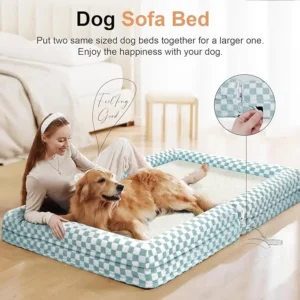 Incredibly Durable Dark Grey Modern Rectangle Pet Bed with Memory Foam and Removable Cover