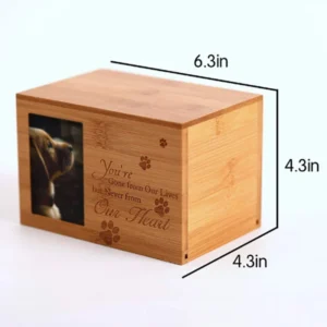 Indoor Bamboo or Wood Pet Urns Photo Frames Cat and Dog Ashes Ash Box Pet Memorial Funeral Supplies