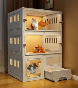 Indoor Cat Cage Transparent Cat Villa Pet Enclosure Closed Cat Litter Box Detachable Freedom Space