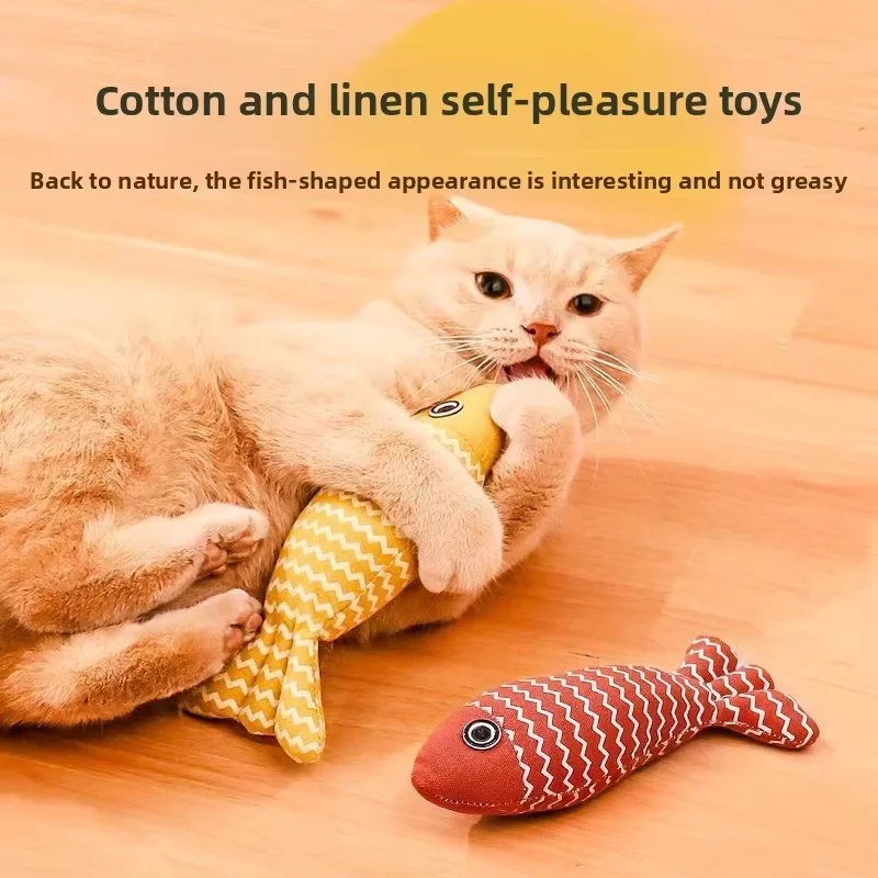 Indoor Cat Self Play Toy Catnip Simulation Fish Bite Resistant Molar Teaser Wand Pet Goods 20g Small Durable