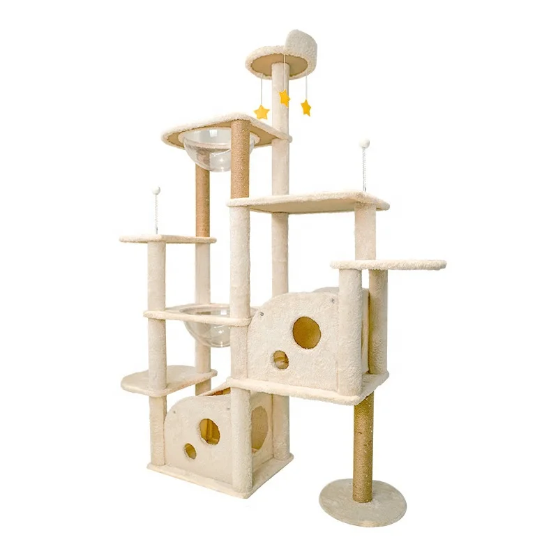 Indoor Cheese Shape Luxury Cat Tree Scratcher Multi Level Cat Tower Condo