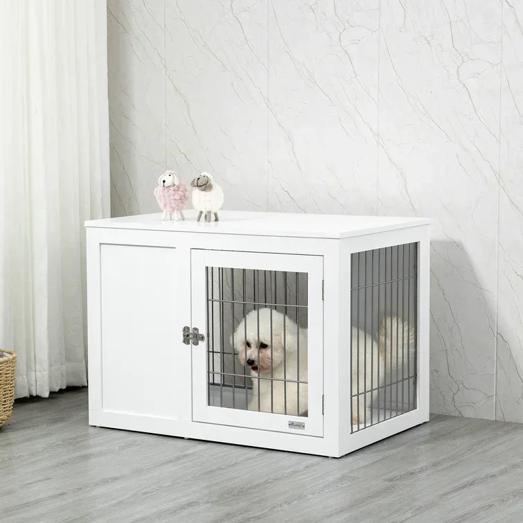 Indoor Decorative Pet Crates End Table Dog Crate Furniture with Storage Drawers Dog House Wooden Dog Kennel