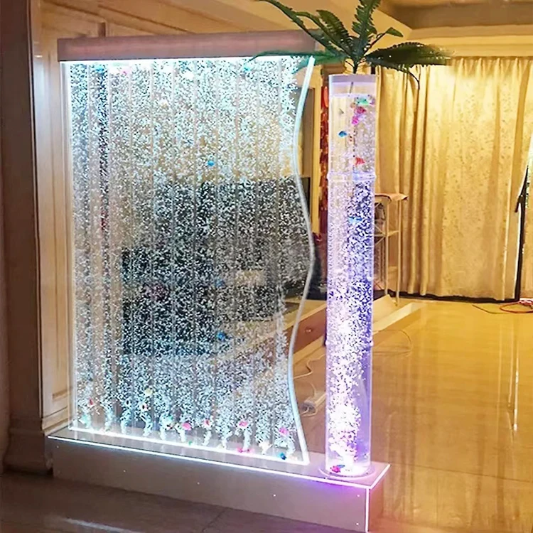Indoor Decorative Room Divider Color Changing Multi Color LED Aquarium Water Bubble Wall