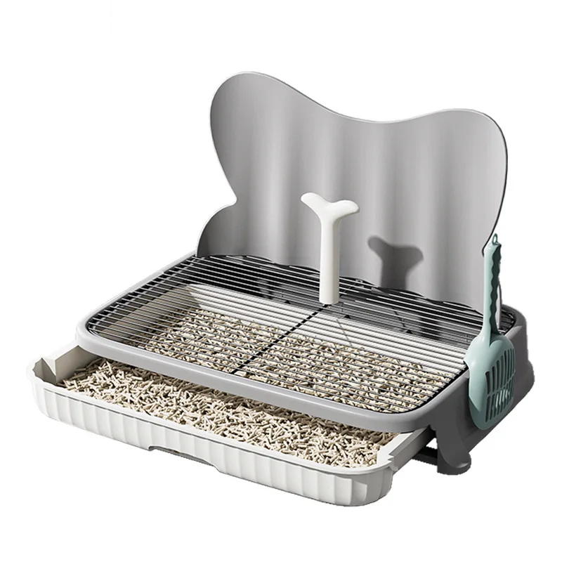 Indoor Eco Friendly Plastic Pet Waste Disposal Training Tray Pad Dog Toilet Potty with Anti cat Mesh Grid and Slide