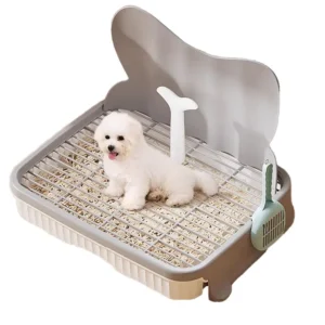 Indoor Eco Friendly Plastic Pet Waste Disposal Training Tray Pad Dog Toilet Potty with Anti cat Mesh Grid and Slide