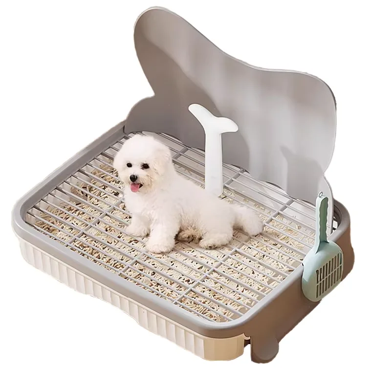 Indoor Eco Friendly Plastic Pet Waste Disposal Training Tray Pad Dog Toilet Potty with Anti cat Mesh Grid and Slide