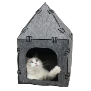 Indoor Felt House and Tunnel Cat Pet Toys Felt Pet House Cave Cubby for Cats and Small Dogs