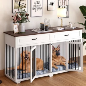 Indoor Home Living Room Bedroom Pet Dog Crate Houses Furniture Multifunctional Wooden Metal Dog Kennels Cages Jaula Para Perros
