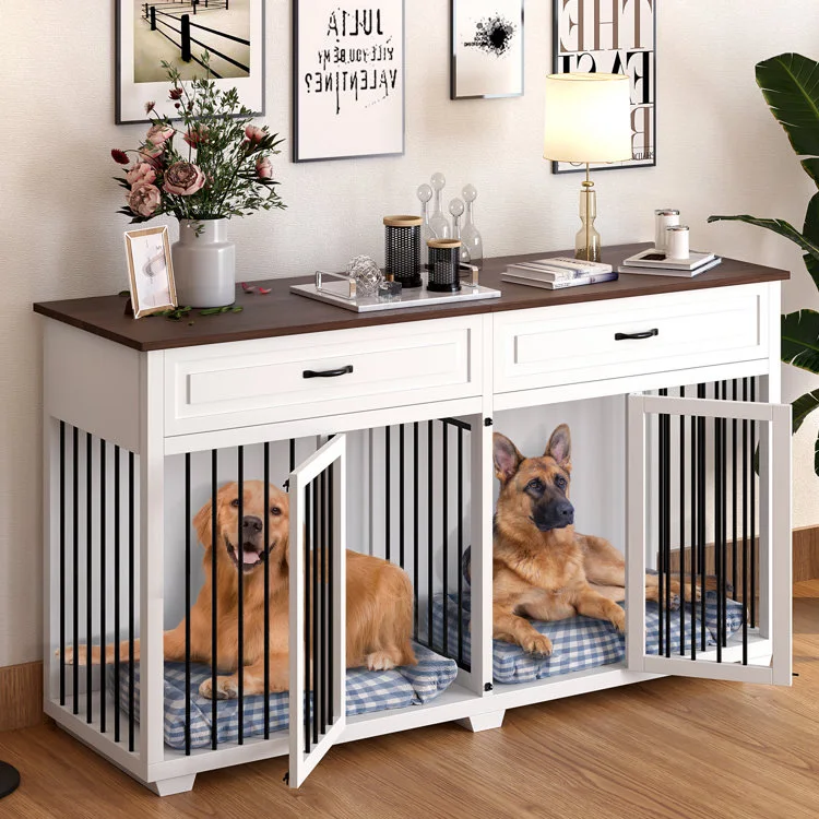 Indoor Home Living Room Bedroom Pet Dog Crate Houses Furniture Multifunctional Wooden Metal Dog Kennels Cages Jaula Para Perros