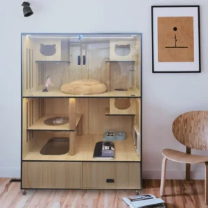 Indoor Multi Levels Luxury Cat House Wooden Pet Cage Furniture Cat Nest Tree House Cat Villa